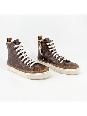 Louis Vuitton Stellar High Top Sneaker Boots Size 36.5 US 6.5 Brown LV Monogram